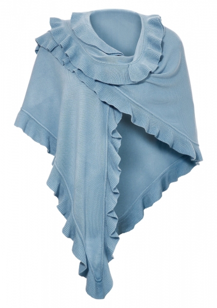 Trachten Poncho Gaißach hellblau blau Schal Stola Purset