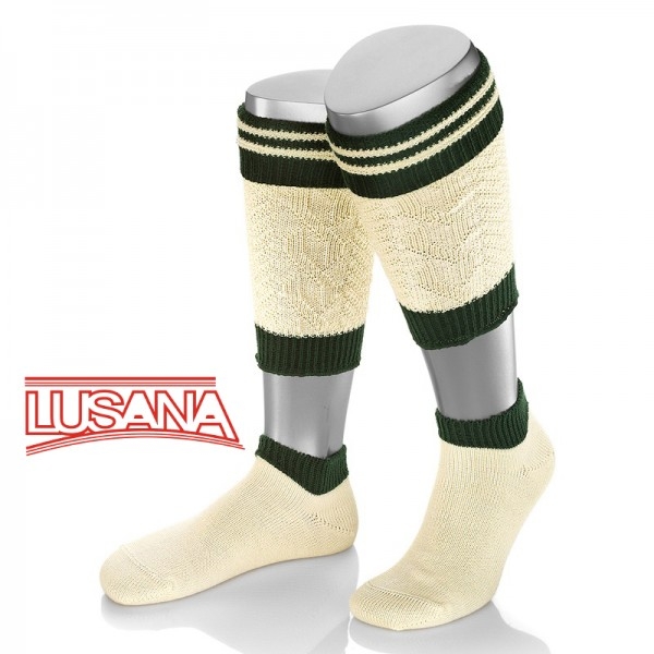 Loferl Wadenwärmer Socken Set natur/grün Lusana