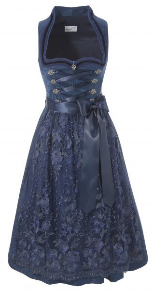 B-Ware / 2. Wahl - Dirndl midi 65 cm Gona blau dunkelblau Marjo