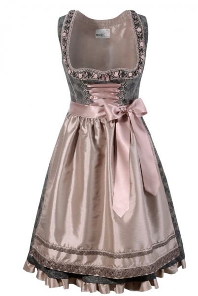 B-Ware / 2. Wahl - Dirndl mini 58 cm Bernried anthrazit rose Marjo
