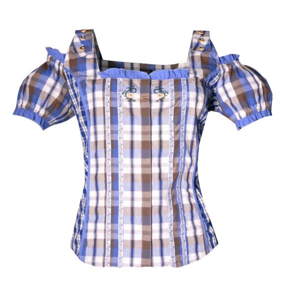 Trachtenbluse Döbitsch blau Karo OS Trachten