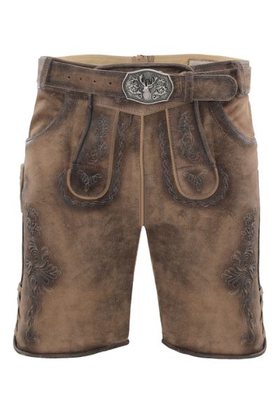 Lederhose kurz Bechhofen hellbraun braun mit Gürtel Fuchs