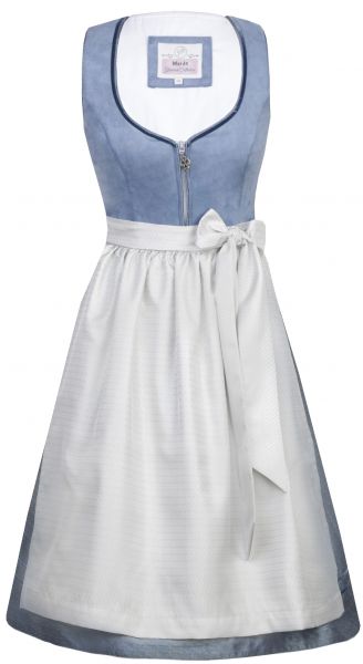 Dirndl midi 75 cm Holly taubenblau blau silber Samt Marjo