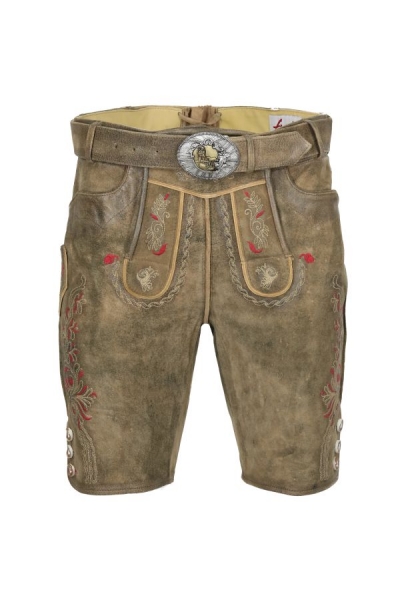 Lederhose kurz Wackersberg sand rot mit Gürtel Fuchs