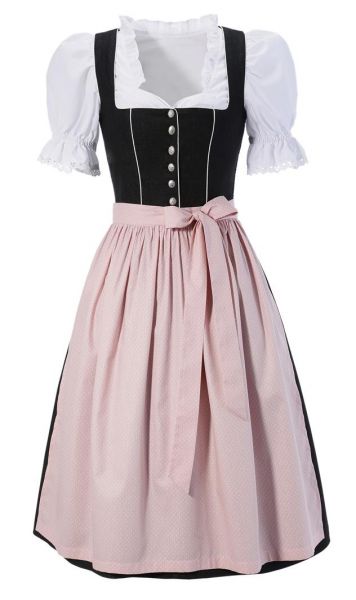 Dirndl midi 65 cm Reithannerl blau Denimlook Trachtenset 3-tlg. Naber Collection