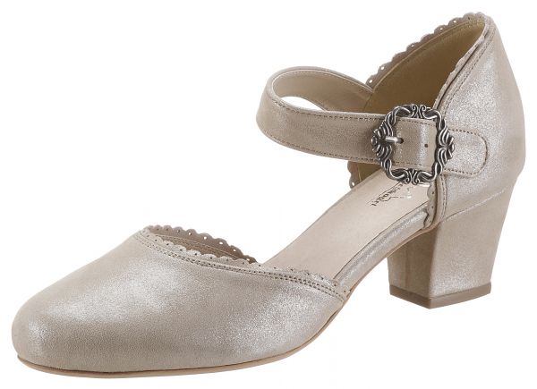 B-Ware / 2. Wahl - Trachten Pumps Ottersdorf champagner Spangenpumps Hirschkogel