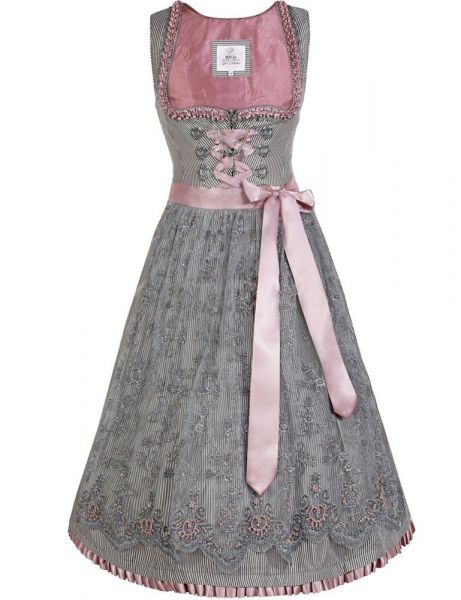 B.-Ware / 2. Wahl Dirndl midi 65 cm Elrica grau rosa Marjo