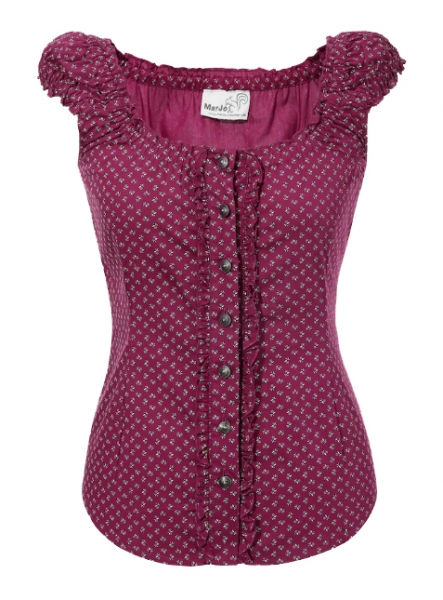 B-Ware / 2. Wahl Trachtenbluse Darina Maren lila beere kurzarm Carmenbluse Marjo