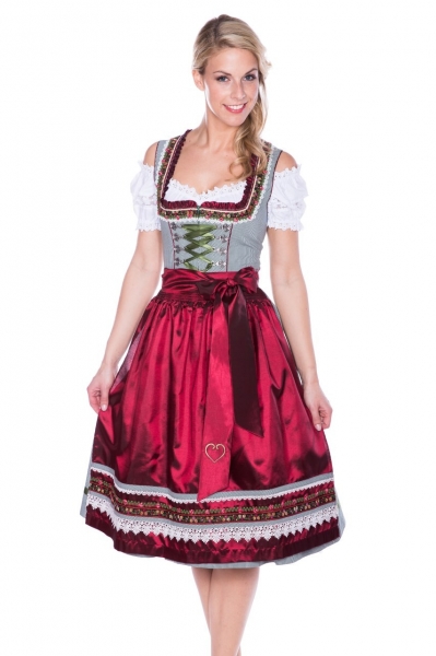 Dirndl midi 70 cm Green Star grün/rot Krüger