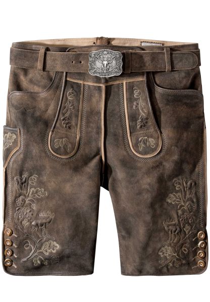Lederhose kurz Bastian kiesel gespeckt mit Gürtel Stockerpoint