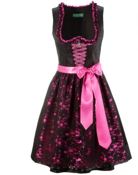 Dirndl midi 60 cm Viehhausen schwarz / pink Country Line