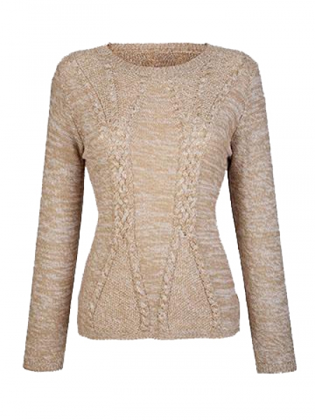 Trachten Pullover Aicha beige meliert Zopfmuster