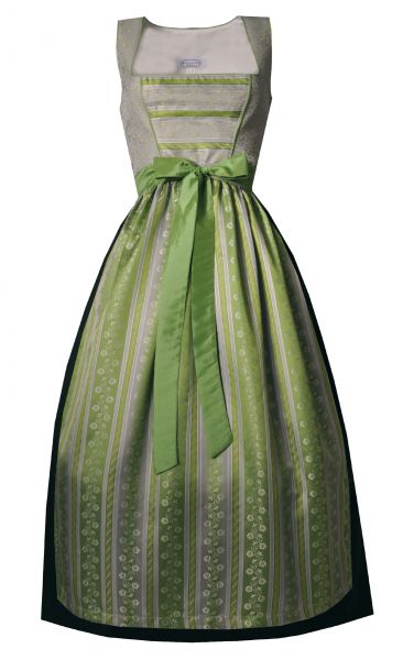 Dirndl Designerdirndl lang 93cm Oberaufseß silber grün schwarz Hannah Collection