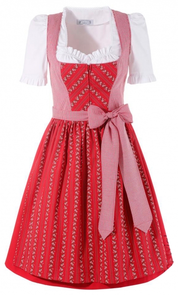 Dirndl midi 60 cm Amerdingen rot Trachtenset 3-tlg. Hannah Collection