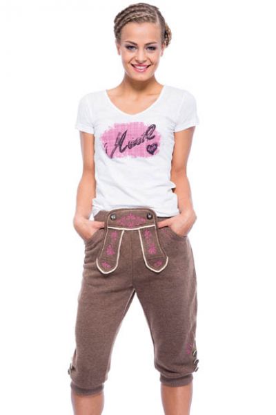 Textilhose Array Joggers Lederhosenlook braun Krüger