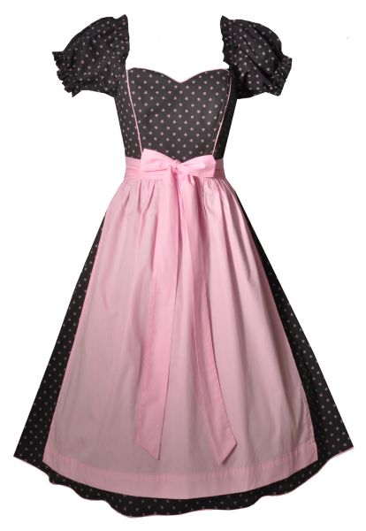 Dirndl midi 68cm Lehnershof schwarz rosa Hannah