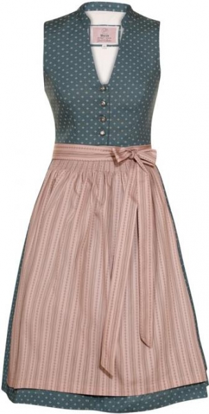 Dirndl mini 58 cm Senia taubenblau blau altrosa rosa hochgeschlossen Marjo