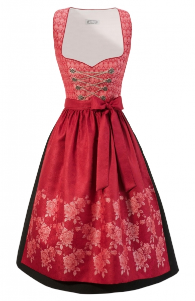 Dirndl Designerdirndl midi 65 cm Stöckl rot schwarz Hannah Collection