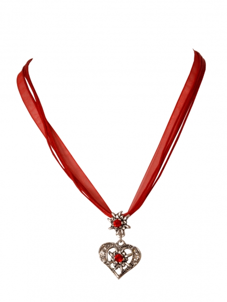 Dirndlkette Lauterhofen rot Herz/Edelweis v. Wolkenweis