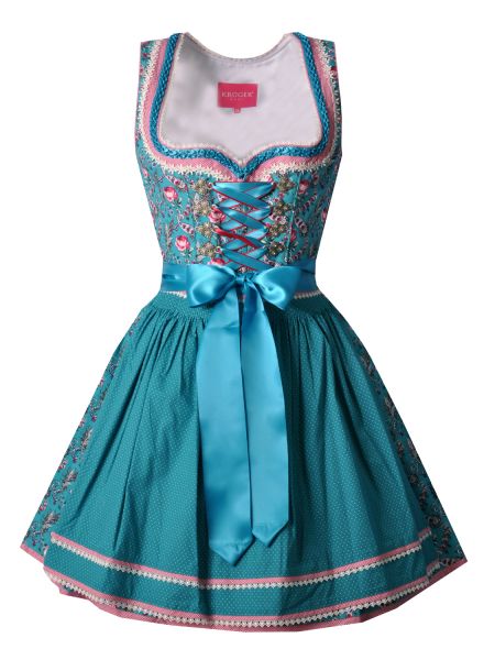 Dirndl mini 49cm Zeil türkis pink Krüger