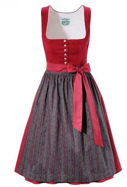 Dirndl midi 65 cm Aidling bordeaux/anthrazit Turi Landhaus
