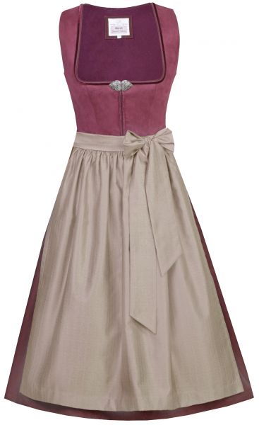 Dirndl lang 75 cm Veronika wine weinrot rot mauve beige grau Marjo