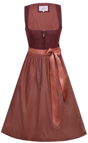 Dirndl midi 65 cm Conny palisander rot dunkelrot Cord Baumwolldirndl Marjo