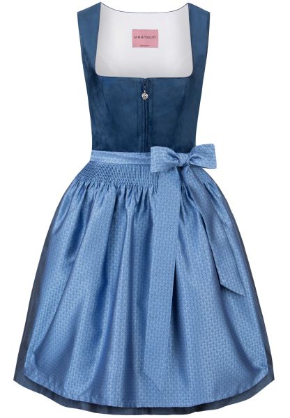 Dirndl midi 60 cm Mila dunkelblau Samtoptik Wiesnwuid