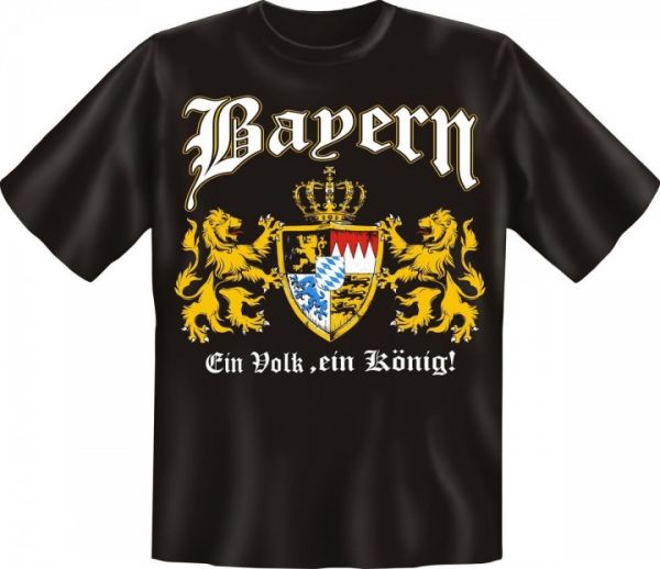 'Trachtenshirt Wappen Bayern Ein Volk, ein König! schwarz T-Shirt