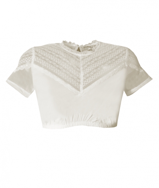 Dirndlbluse Emilia-Carola offwhite creme hochgeschlossen Spitze Marjo