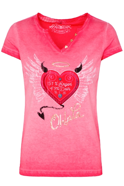 Trachtenshirt Damen Rike rot "Engerl Deifi" Hangowear