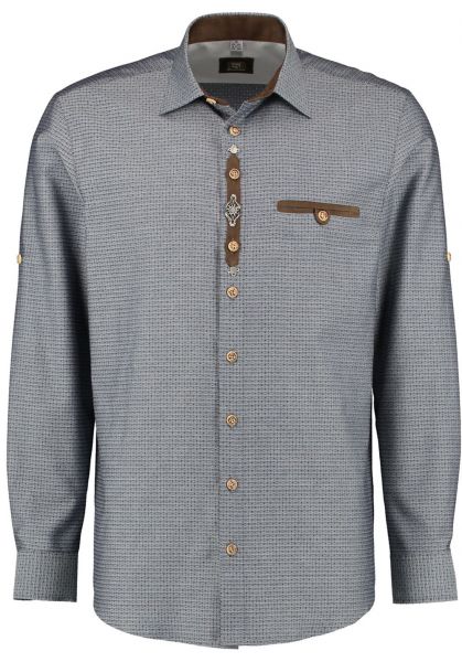 Trachtenhemd Liegenbach marine blau Langarm Regular Fit OS Trachten