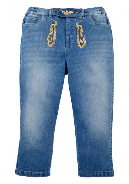 Trachtenjeans Brunnthal blau Jeans-3/4 Hose Stretch Naber