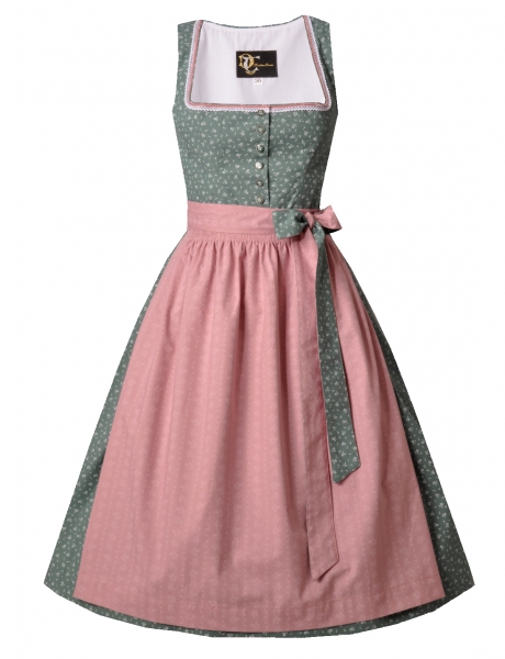 Dirndl midi 70 cm Designerdirndl Babsi grün rosa Trachten Deiser