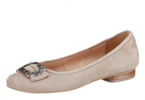 B-Ware 2. Wahl Trachten Ballerina Franca taupe grau Leder Hirschkogel