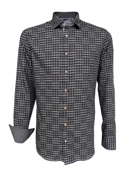 Trachtenhemd Weigendorf oliv karo Slim Fit OS Trachten