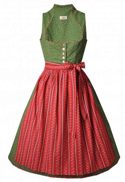 Dirndl midi 70 cm Fischhaus grün rot Almsach
