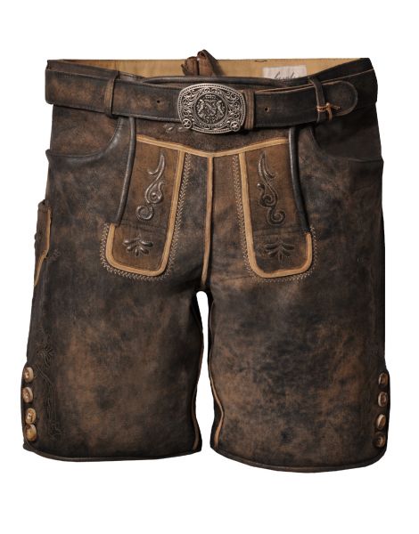 Lederhose kurz Hettenkirchen graphit mit Gürtel Fuchs