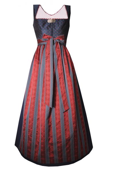 Dirndl Designerdirndl lang 94cm Wasserknoden blau dunkelblau rot Hannah Collection