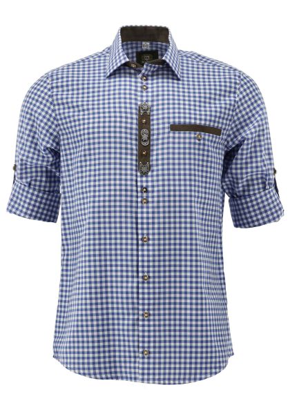 Trachtenhemd Heinersdorf mittelblau blau OS-Trachten