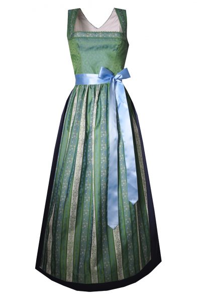 Dirndl Designerdirndl lang 92cm Wachfeld grün blau Hannah Collection
