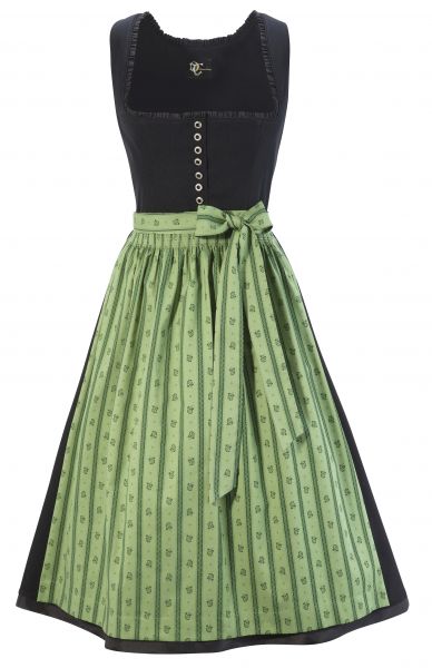 Dirndl midi 70 cm Amy schwarz grün Trachten Deiser