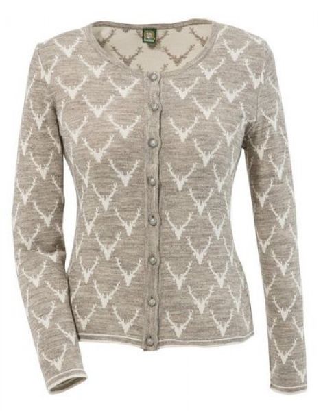 Strickjacke Damen Föllmarsberg beige Hirsch OS-TRACHTEN