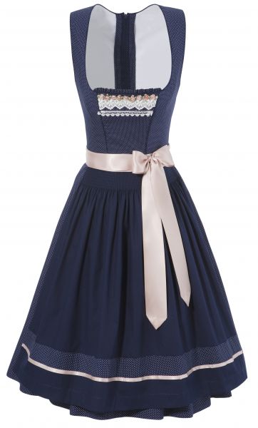 B-Ware / 2. Wahl - Dirndl mini 50 cm Marina dunkelblau altrosa Krüger