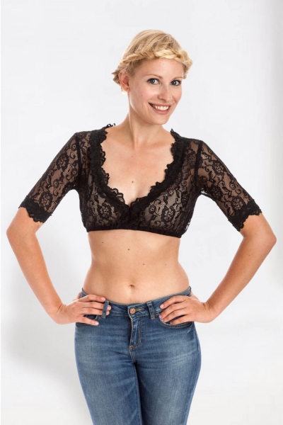 Dirndlbluse Cassandra schwarz Spitze Krüger