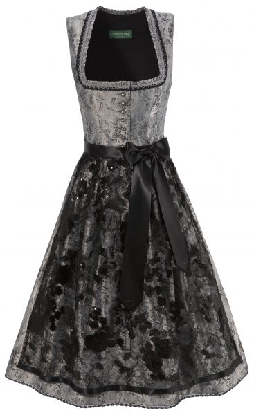 B-Ware - 2. Wahl / Dirndl midi 63cm Unterberg silber schwarz Country Line