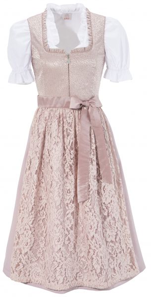 B-Ware / 2. Wahl - Dirndl midi 70 cm Bräunlings rose Trachtenset 3-tlg. Naber Collection