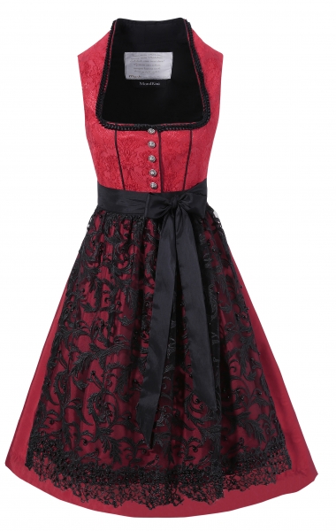 Dirndl Designerdirndl midi 60 cm Oberhörlbach rot schwarz Mondkini