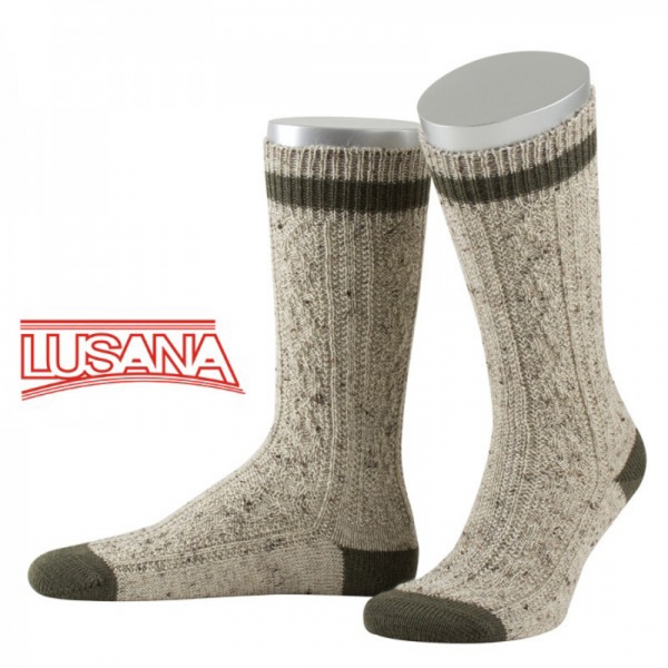 Schopper Trachtensocken Engelsberg Loden-Tweed beigemeliert/oliv Lusana