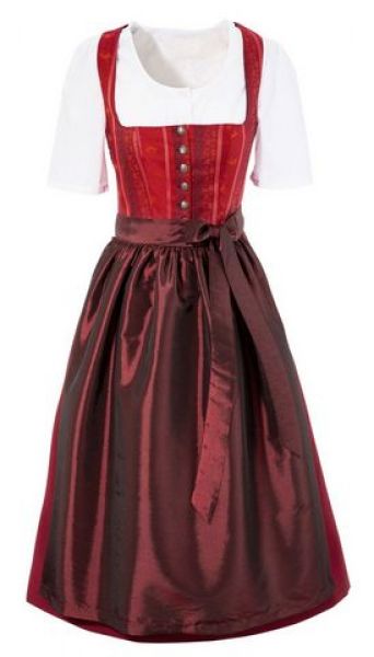 Dirndl Set 3-tlg. midi 68cm Hötzelsberg rot Naber